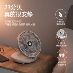 image-USB Desktop Fan - Wall Mounted 6" Cream White