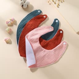 image-3 Pack Baby Cotton Waterproof Bibs - Triangle