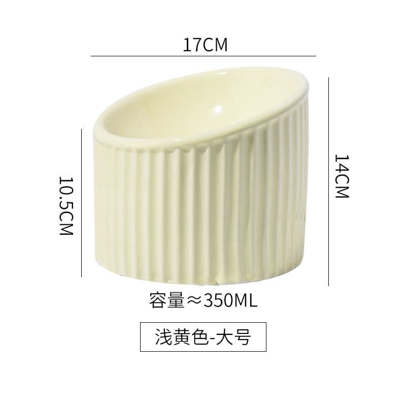 image-Cat Ceramic Bowl - Light Green Striped High Feet