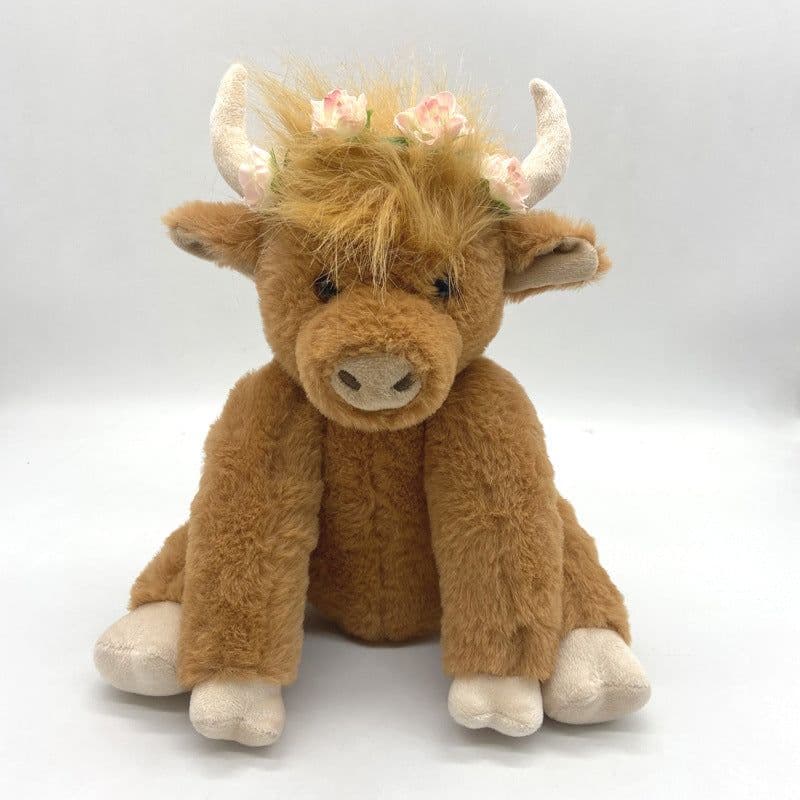 image-Little Huba Highland Cow Plush Doll - Brown 25cm