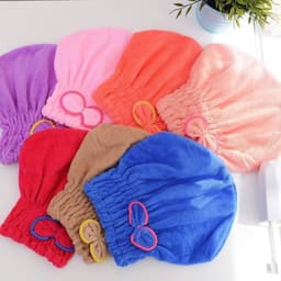 image-Coral Velvet Shower Cap - Purple 25x24cm