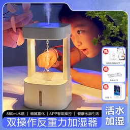 image-Foreign trade anti-gravity drip humidifier anti-gravity water drop backflow atomizer LED colorful night light APP remote control