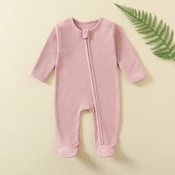 image-KDFN Baby Jumpsuit Long Sleeve Zipper Pale Pink