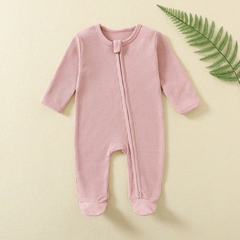 image-KDFN Baby Jumpsuit Long Sleeve Zipper Pale Pink