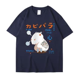 image-Men's Cartoon Hamster T-Shirt - Dark Gray Short Sleeve