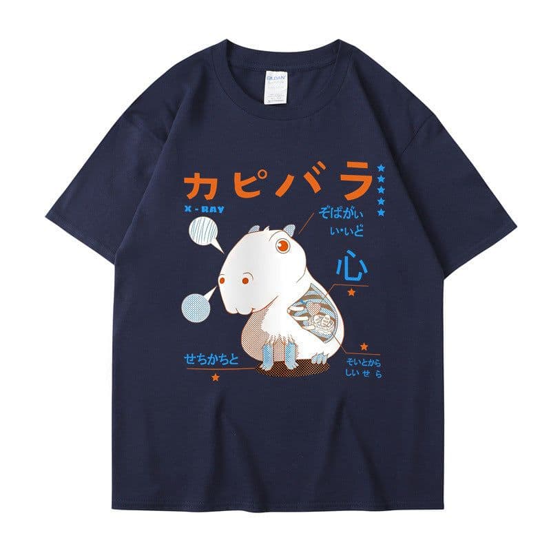 image-Men's Cartoon Hamster T-Shirt - Dark Gray Short Sleeve