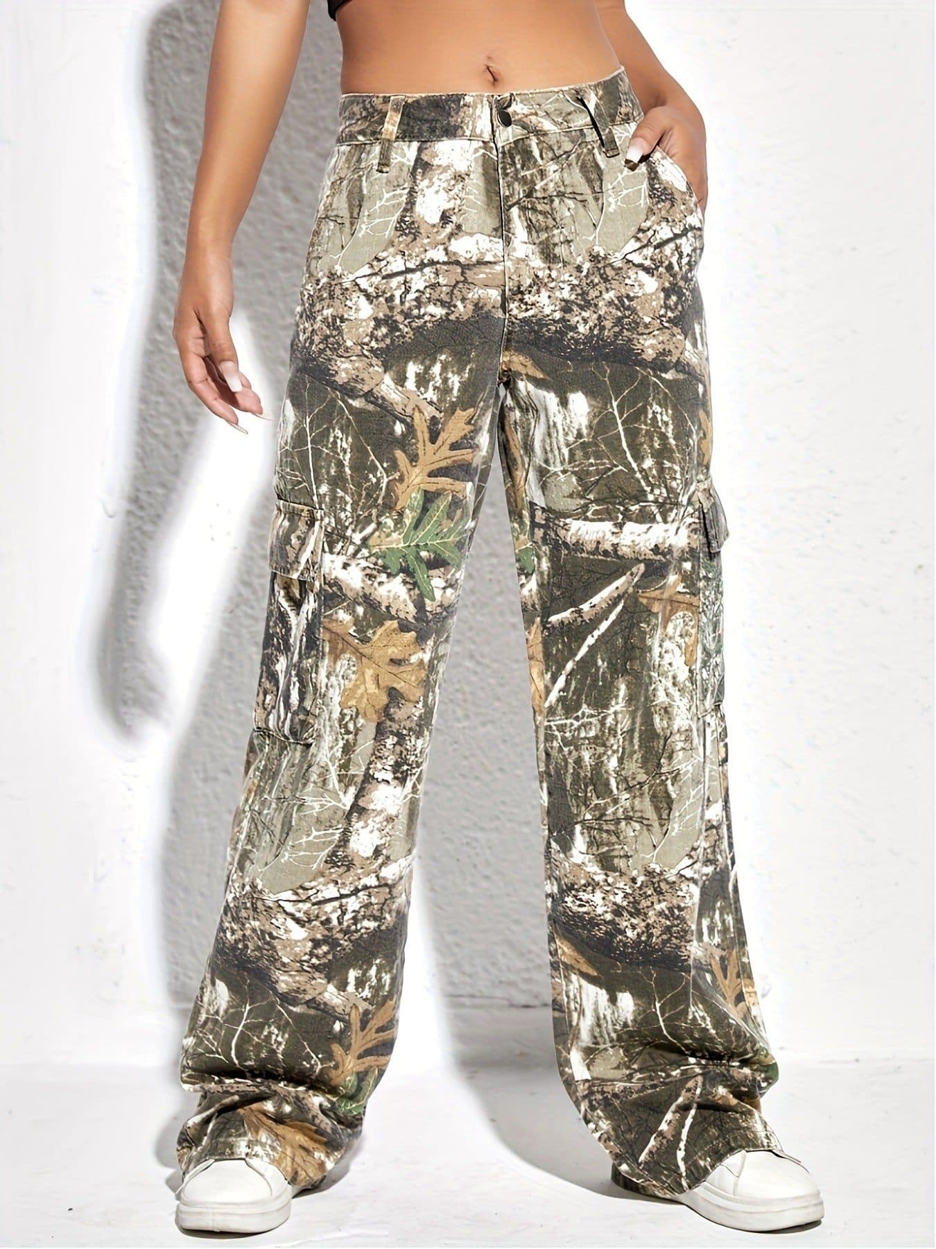 image-Women's High Waist Straight Denim Trousers - Casual
