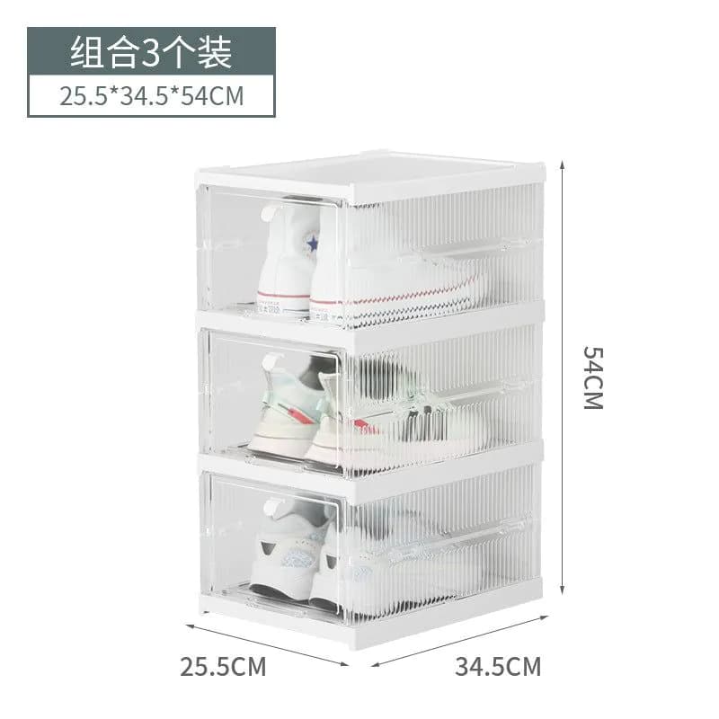 image-installation-free folding aj shoe storage box home simple combination shoe cabinet plastic dust-proof transparent shoe box