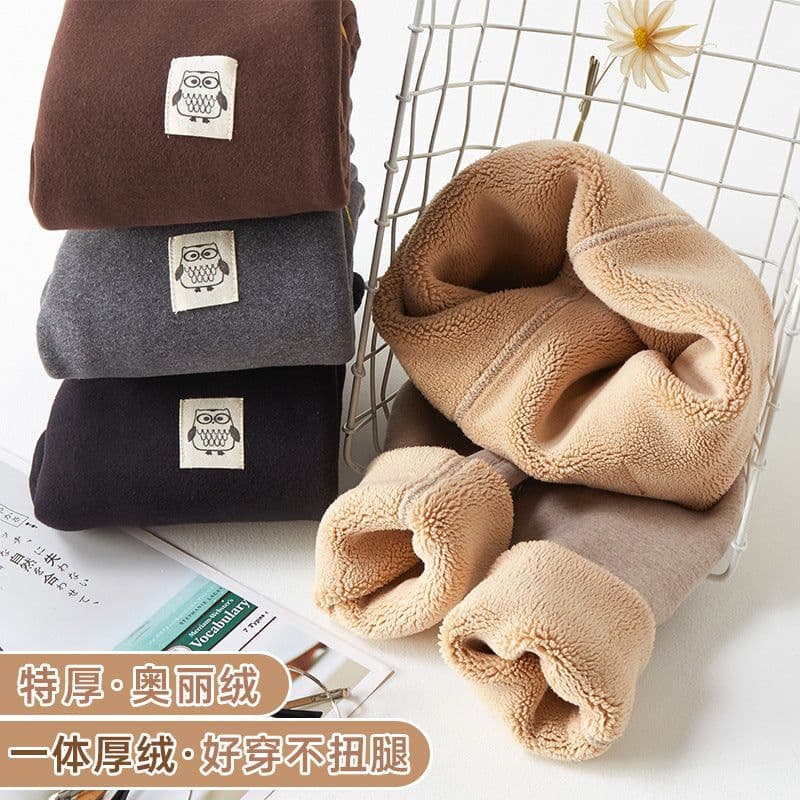 image-Xiaolu Hanhan Girls Fleece Leggings - Brown Winter