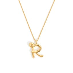 image-Brass Alphabet Necklace Unisex Initial Pendant Gold Plating