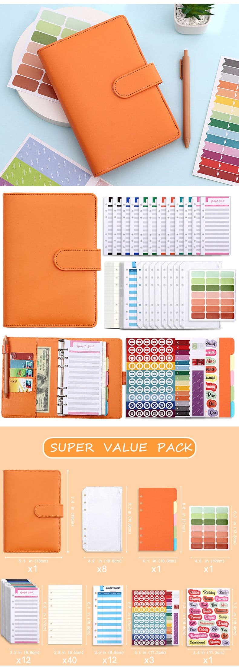 image-Macaron A6 Leather Notebook Budget Planner