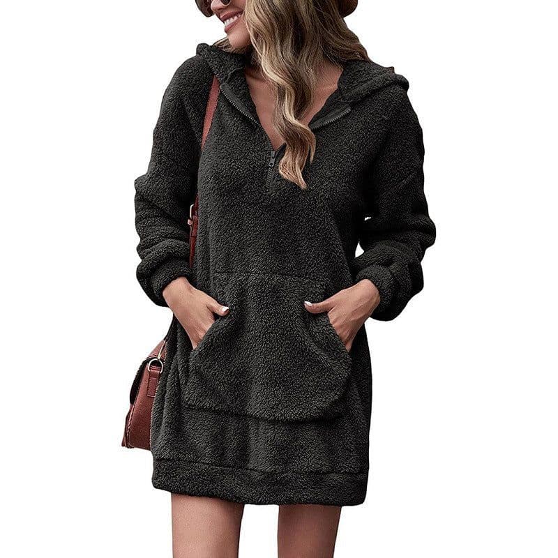 image-Women's Fleece Hoodie Jacket - Loose Fit Long Sleeve 3XL