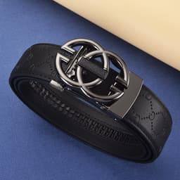 image-Men's Leather Belt Automatic Buckle GG Gun-CC