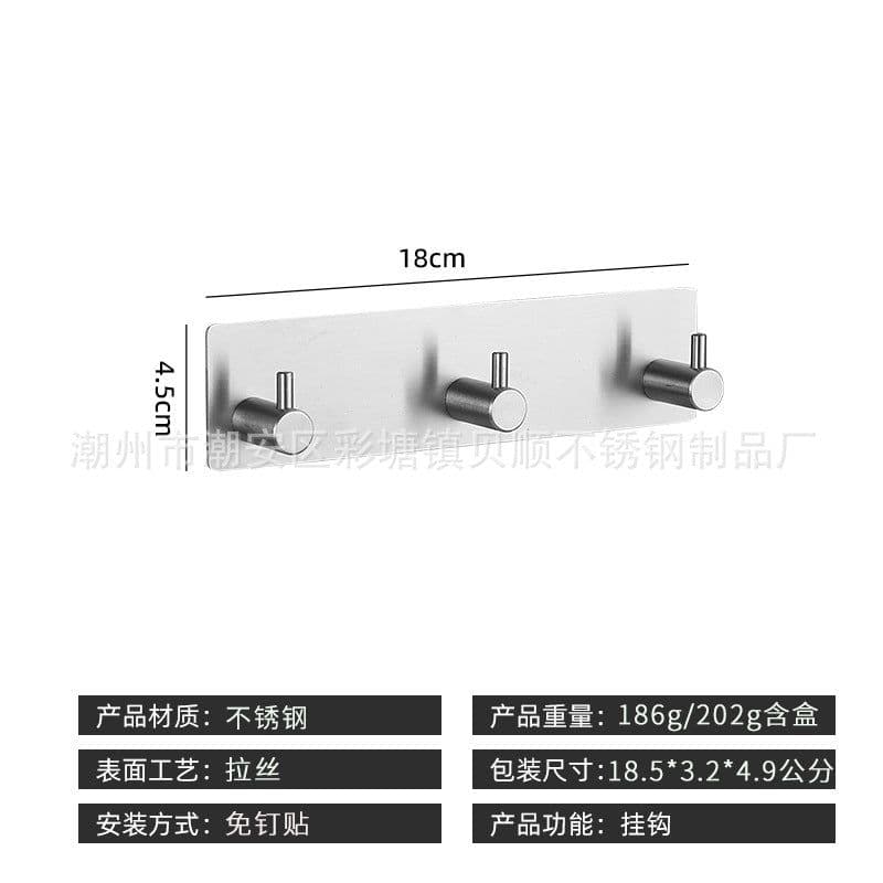 image-304 Stainless Steel Kitchen Hook - 6 Black Rows - 30kg Weight