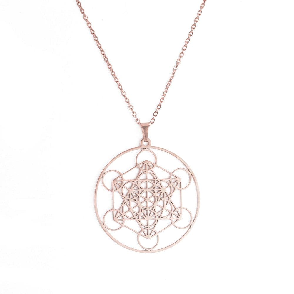 image-Stainless Steel Metatron Angel Necklace - Gold