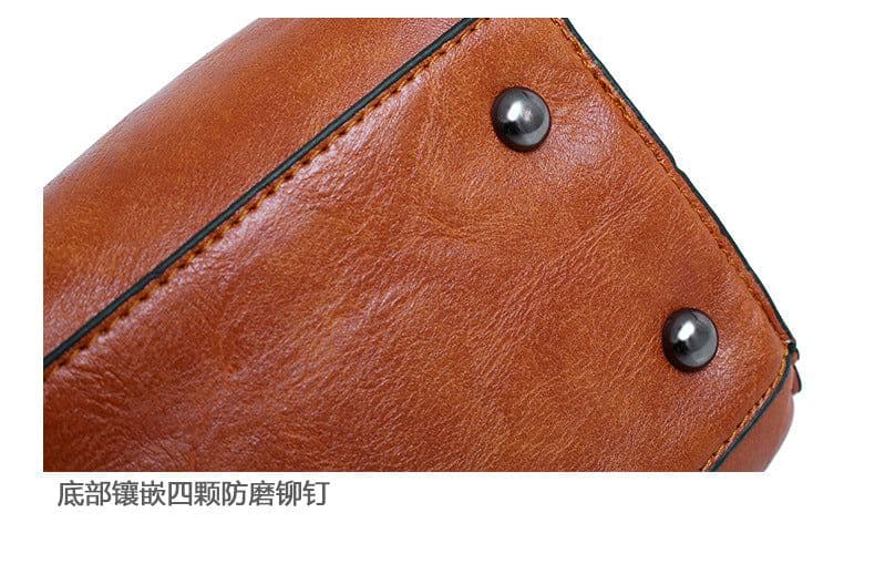 image-European and American retro cross-border wholesale women's bags 2023 new mother-in-law bag oily leather shoulder four-piece set women's handbag