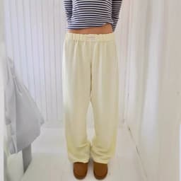 image-Women's Cotton Wide Leg Trousers - Sky Blue Elastic Waist