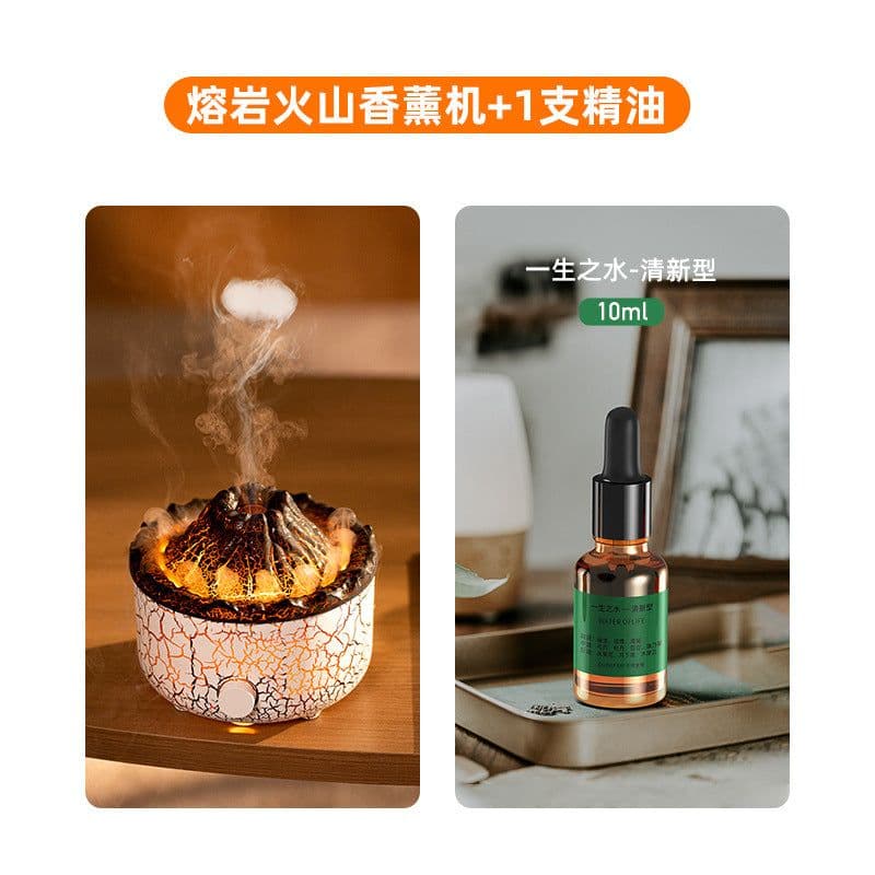 image-New cross-border lava volcano aromatherapy machine smoke ring humidifier Internet celebrity same style two-color with remote control flame aromatherapy machine