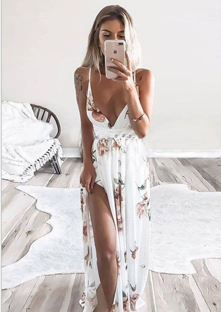image-Yisa Meier 2021 Summer Beach Dress - Black Sexy Halter Split Print XL