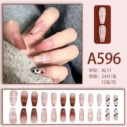 image-Winter fresh and simple pure lust style bride dance wear nails rainbow love rose fake nails wholesale