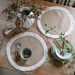 image-Yimanqiyun hemp rope placemat red tassel tableware mat woven color matching festival tassel bowl mat factory direct supply