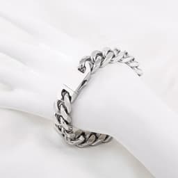 image-Cross-border supply European and American punk heavy motorcycle style men's domineering 14mm polished titanium steel Cuban chain bracelet spot