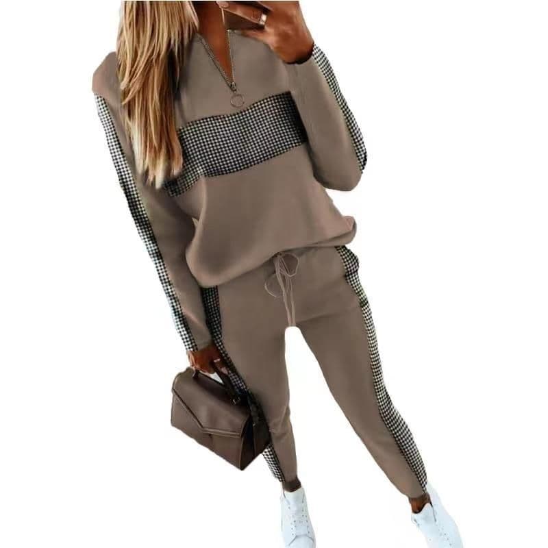 image-2022 spring and autumn new cross-border European and American popular women's gray splicing suit