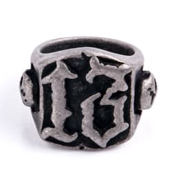 image-Mens Titanium Steel Ring Ghost Head Vintage Gold Plated Geometric Design