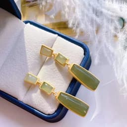 image-S925 Sterling Silver Hetian Jade Earrings Women