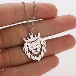 image-Gissen Crown Lion Pendant Necklace - Steel