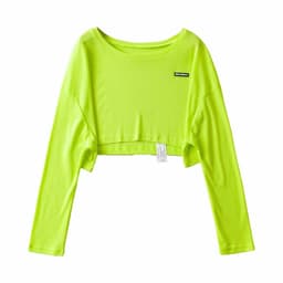 image-Women's Cropped T-Shirt - Long Sleeve Round Neck Loose Fit
