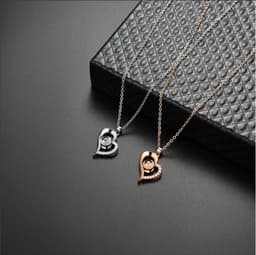 image-Necklace "I Love You" Heart Pendant - Platinum Gold