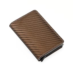 image-Amazon men's card bag straw mat pattern card holder men's business metal wallet aluminum alloy multi-card slot automatic card box