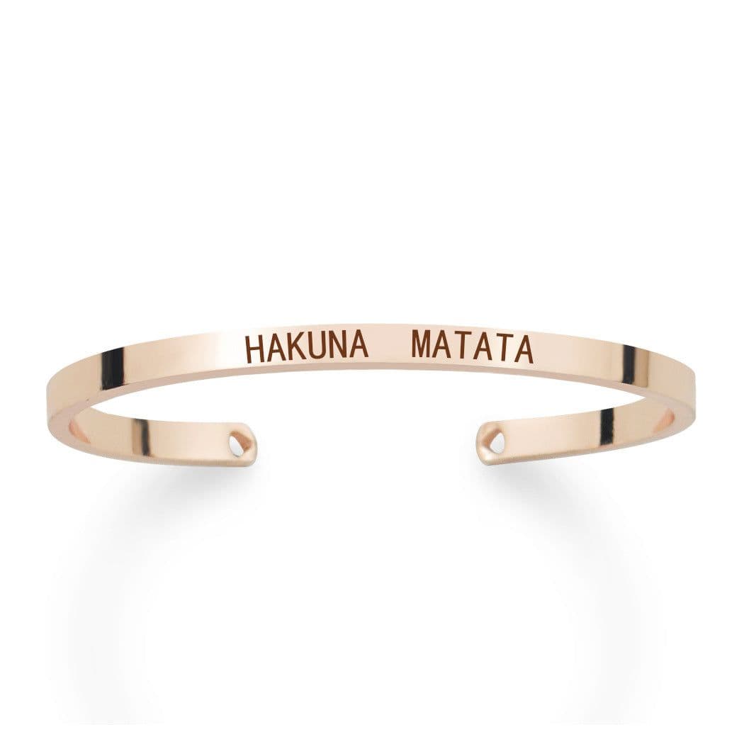 image-Hakuna Matata Engraved Bracelet Rose Gold