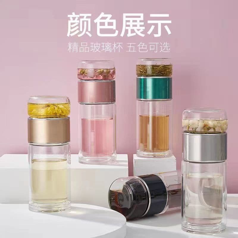 image-Ready-Made Double-Layer Tea Cup - Glass Insulated