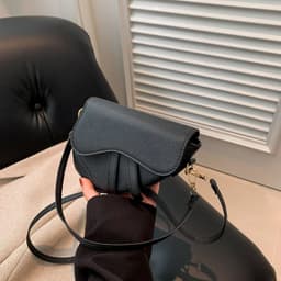 image-Black PU Saddle Bag - Crossbody Magnetic Clasp