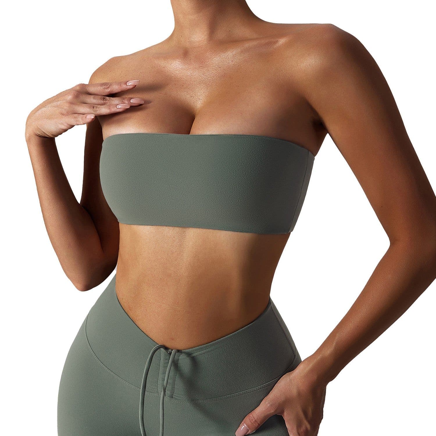 image-Strapless Sports Bra Tube Top Nylon - Nude
