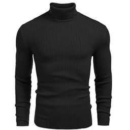 image-2022 autumn and winter new European and American cross-border men's vertical strip knitted pullover slim fit and thin solid color bottoming sweater men