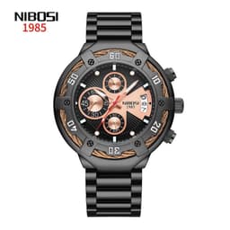 image-NIBOSI Men's Watch 46mm Quartz Black Gold