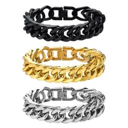image-Men's Stainless Steel Bracelet - Black 15mm Double Woven