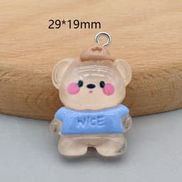 image-Resin Bear Rabbit Kitten Keychain - White