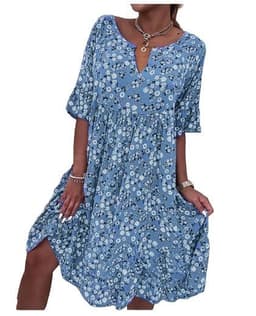 image-Cross-border 2023 summer Amazon new European and American fashion flower print V-neck dress
