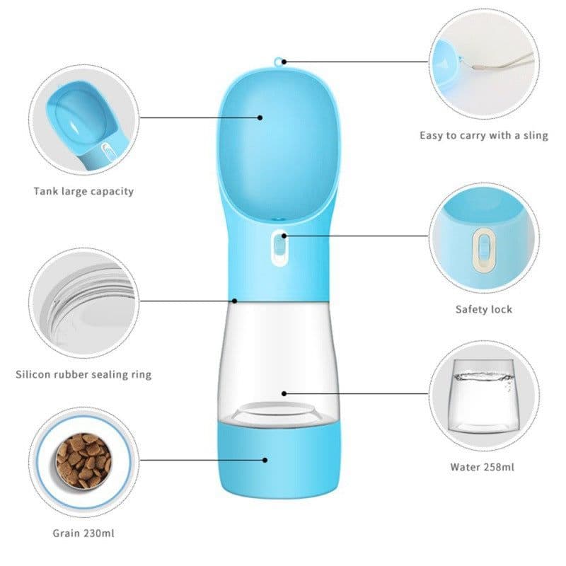 image-Pet Water Food Bowl Portable - Dual Cup