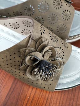 image-Women's Large Size Flower Wedge Sandals, 2021 EU Fashion, Navy Blue, 43