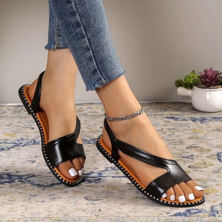 image-Roman Sandals 43 - Large Size Fish Mouth Sandals, PU, White, Spring 2023
