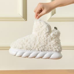 image-High-top bag heel cotton slippers winter plus velvet warm men and women couples home indoor and outdoor non-slip soft bottom fur cotton shoes