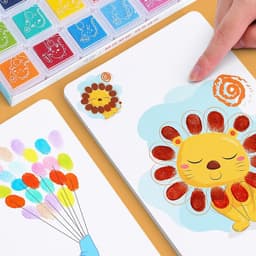 image-Children's finger print angel painting card kindergarten palm dot painting toys ink painting tools pigment non-toxic