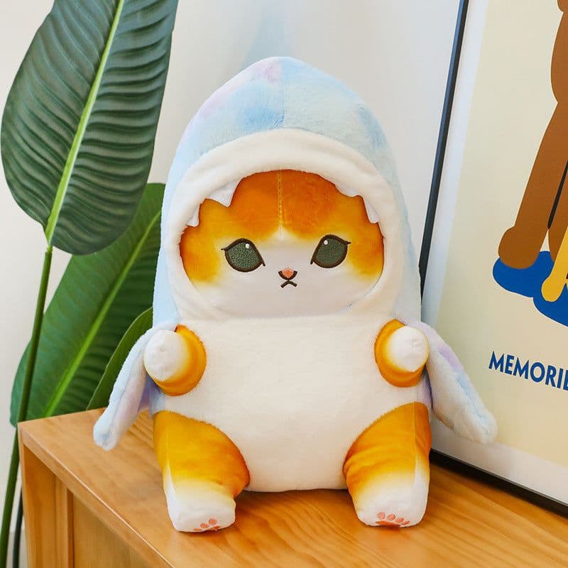 image-Mofusand Shark Cat Plush Toy - Blue Yellow 25cm
