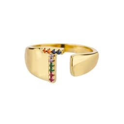 image-Retro Zirconia 26 Letter Adjustable Ring - Personalized Fashion Design