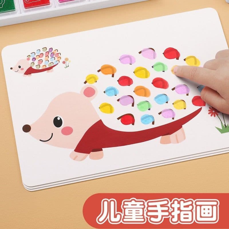 image-Children's finger print angel painting card kindergarten palm dot painting toys ink painting tools pigment non-toxic